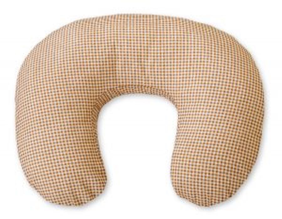 Breastfeeding Pillow Nursing Croissant Pillow, removable, Hands-Free Feeding - brown checkered