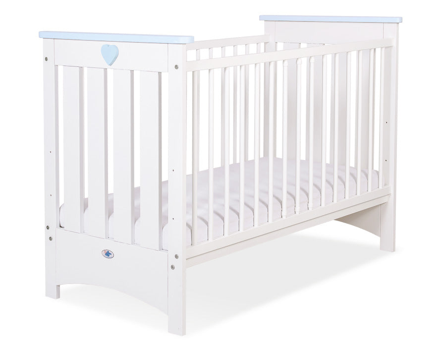 White and blue wooden baby cot Lorenzo III 120x60