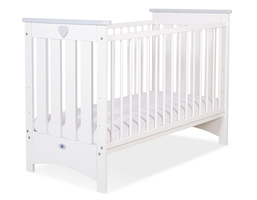 White and grey wooden baby cot Lorenzo III 120x60