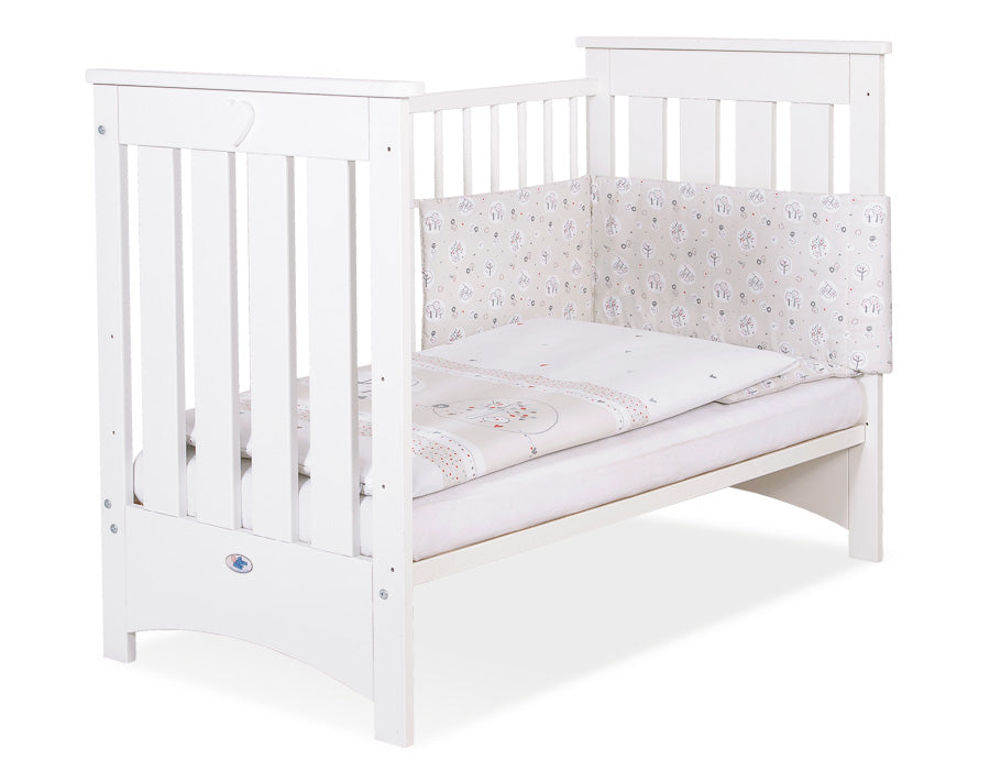 Wooden baby cot  120x60cm Lorenzo III white, with teething rail