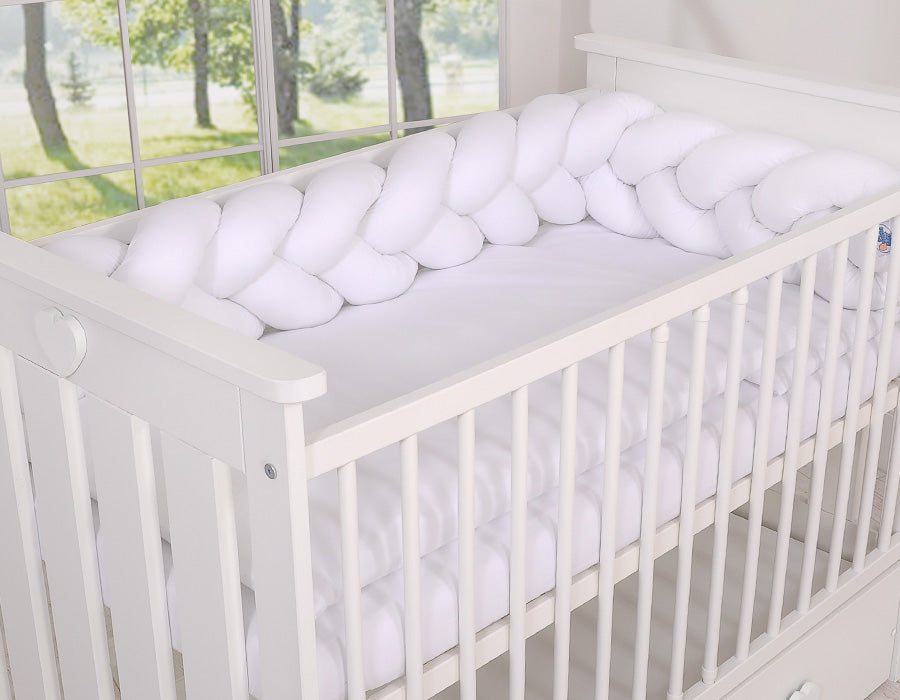 Wooden baby cot  120x60cm Lorenzo III white, with teething rail