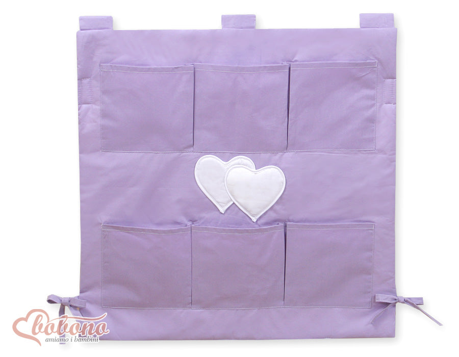 Cot tidy- Hanging Hearts pink