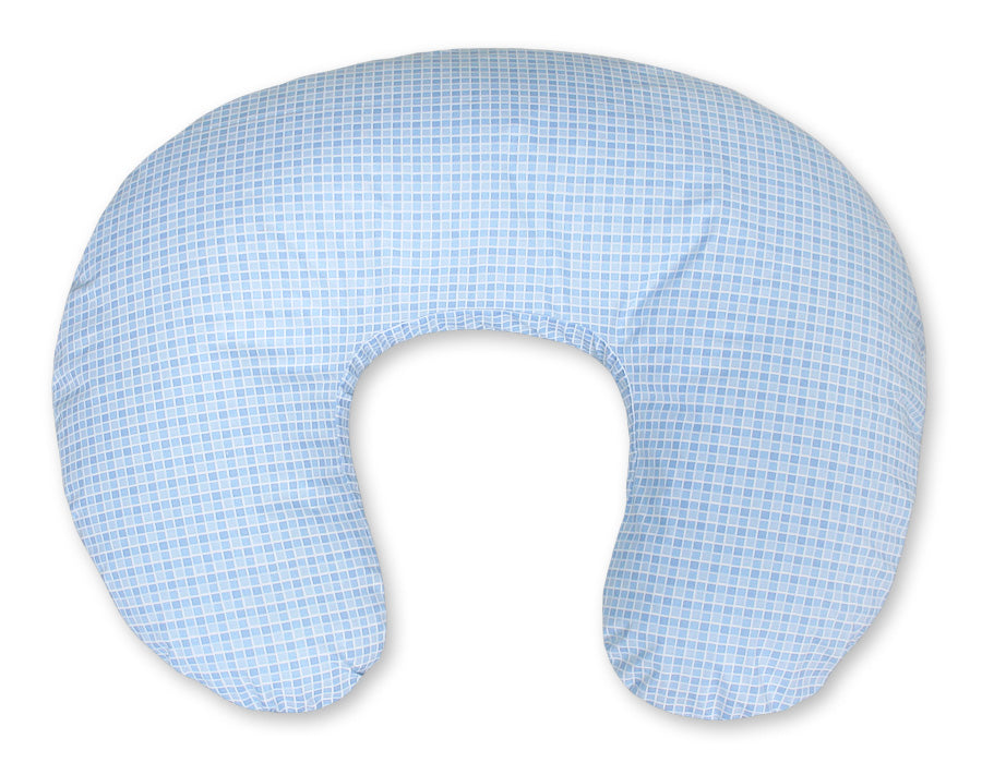 Breastfeeding Pillow Nursing Croissant Pillow, removable, Hands-Free Feeding - blue checkered