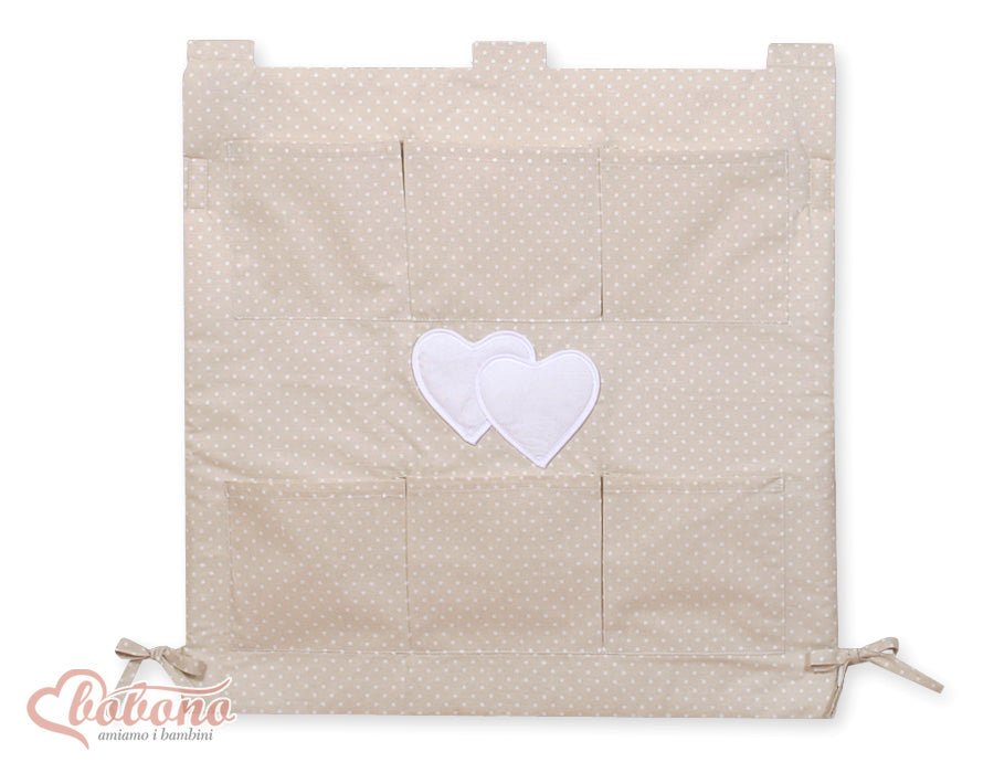 Cot tidy- Hanging Hearts pink