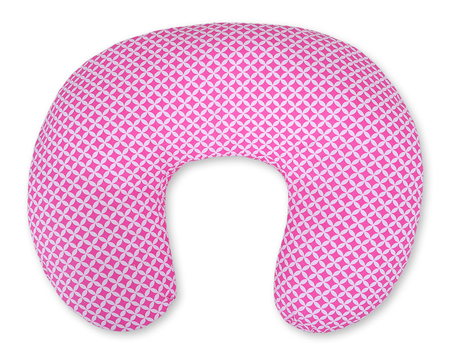 Breastfeeding Pillow Nursing Croissant Pillow, removable, Hands-Free Feeding - rosette pink