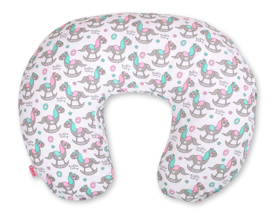 Breastfeeding Pillow Nursing Croissant Pillow, removable, Hands-Free Feeding- rocking horses