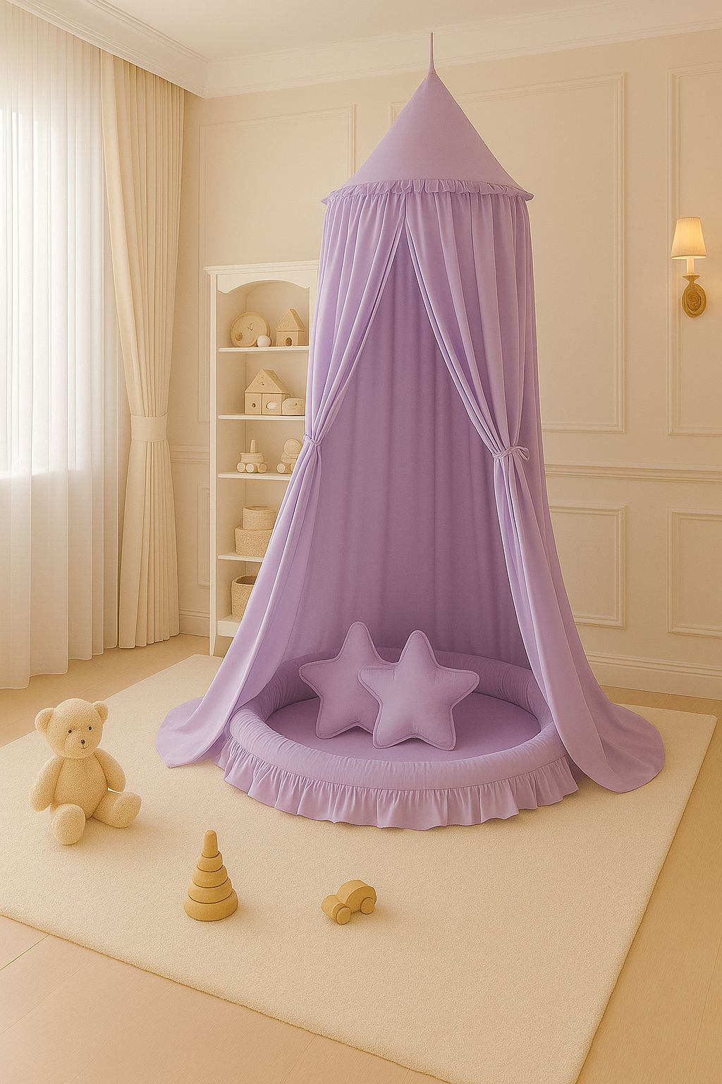 Hanging cotton canopy for children's room  - lila