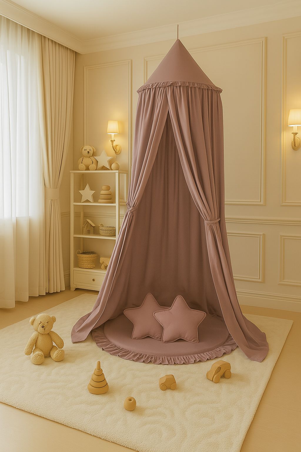 Hanging cotton canopy for children's room  - pastel violet