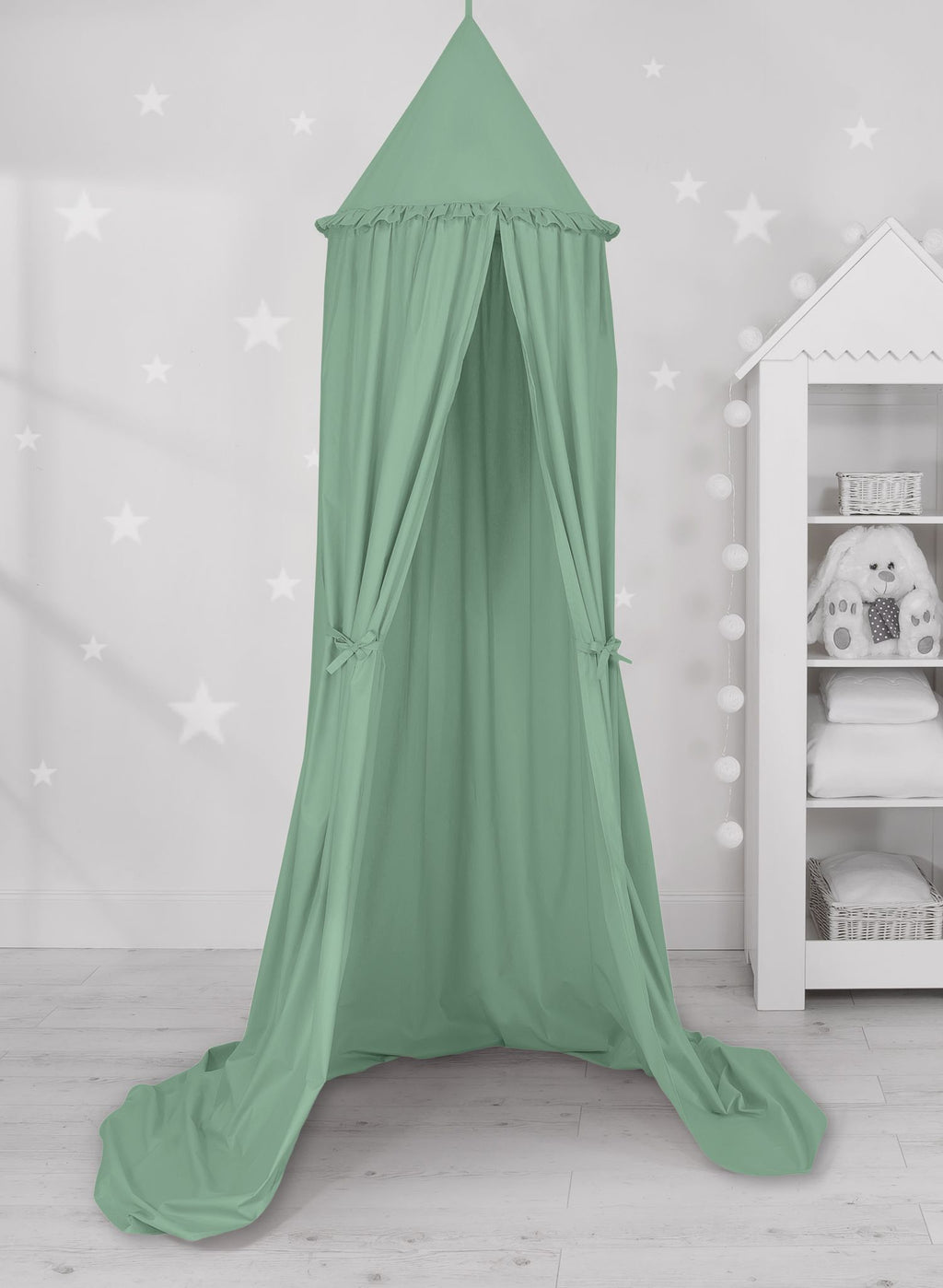 Hanging cotton canopy for children's room  - pastelgreen