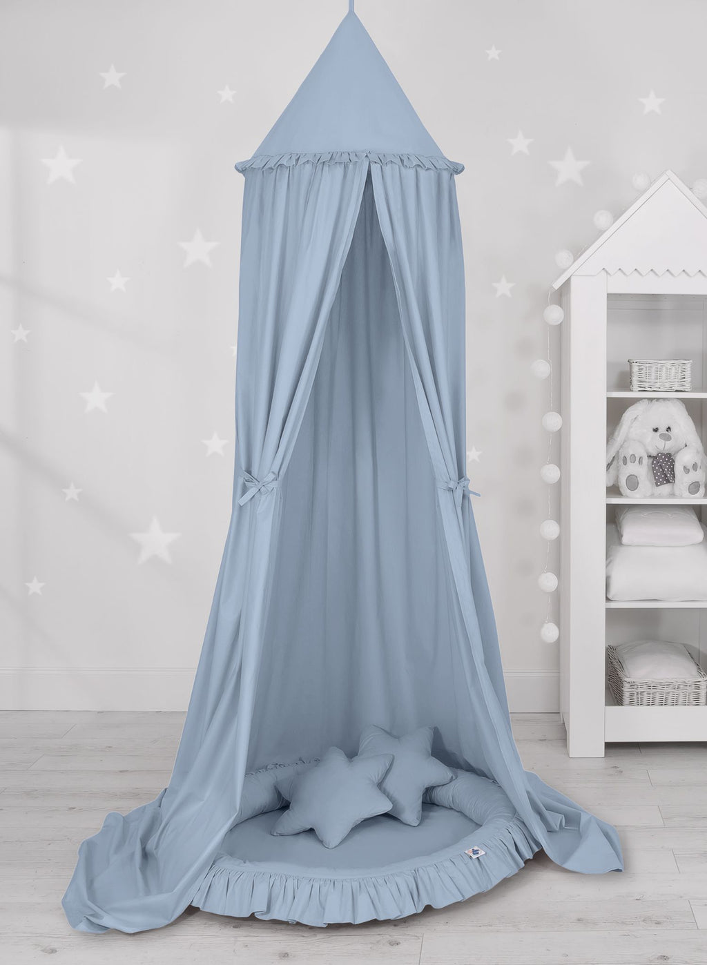 Hanging cotton canopy for children's room  - pastel blue