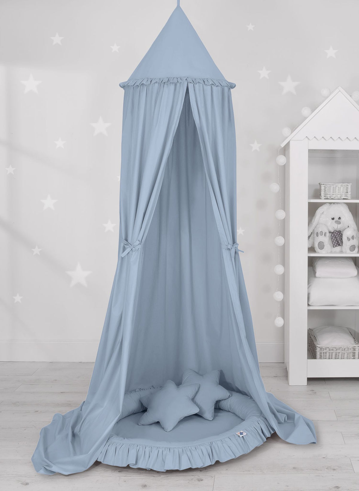 Hanging cotton canopy for children's room  - pastel blue