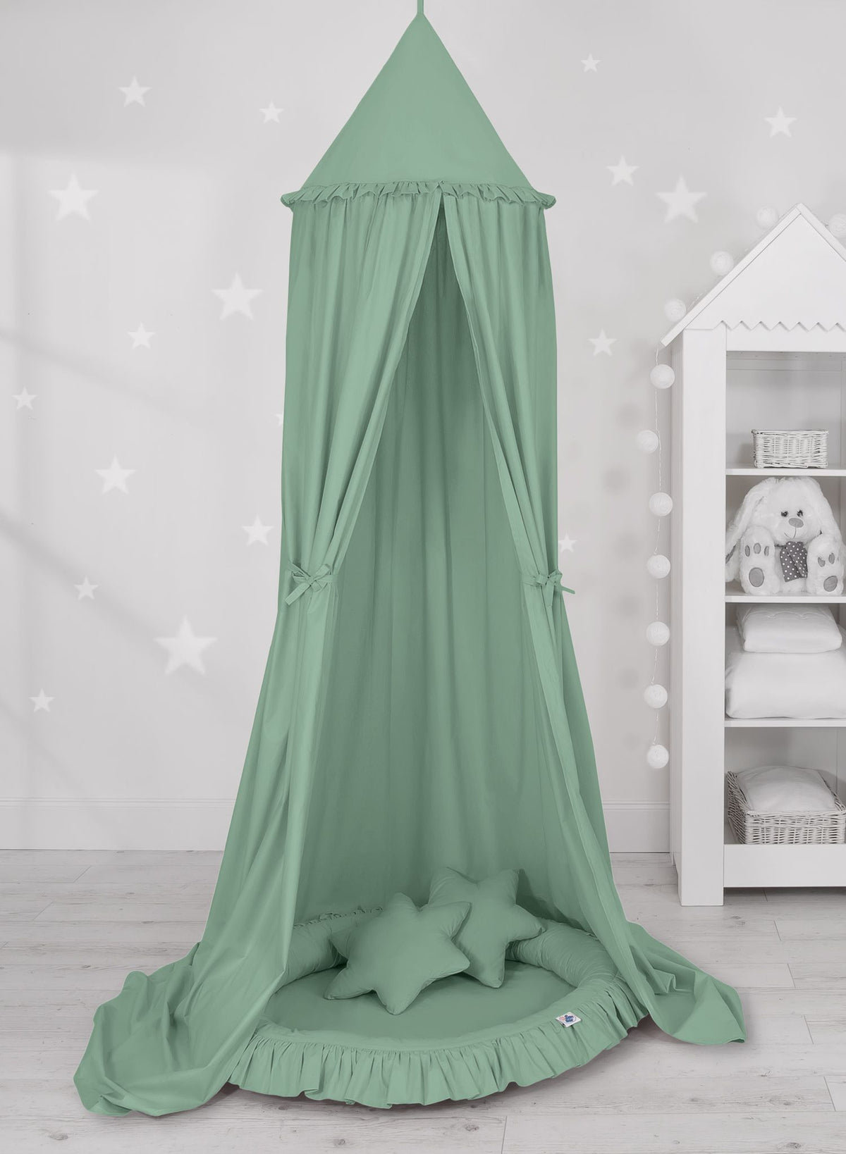 Hanging cotton canopy for children's room  - pastelgreen