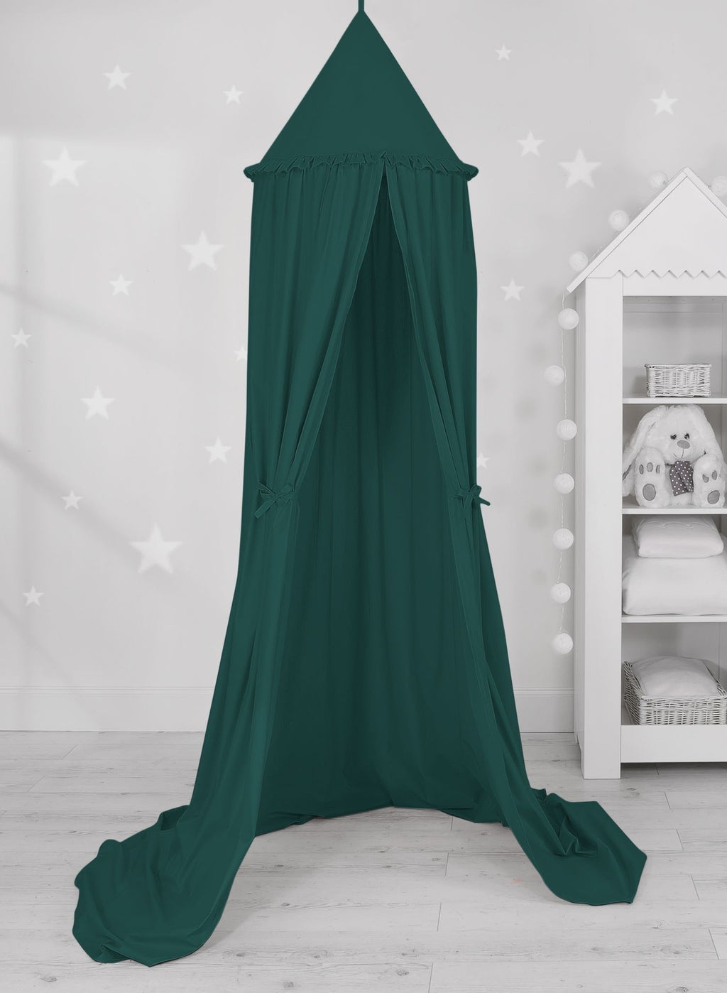 Hanging cotton canopy for children's room   - bottle green