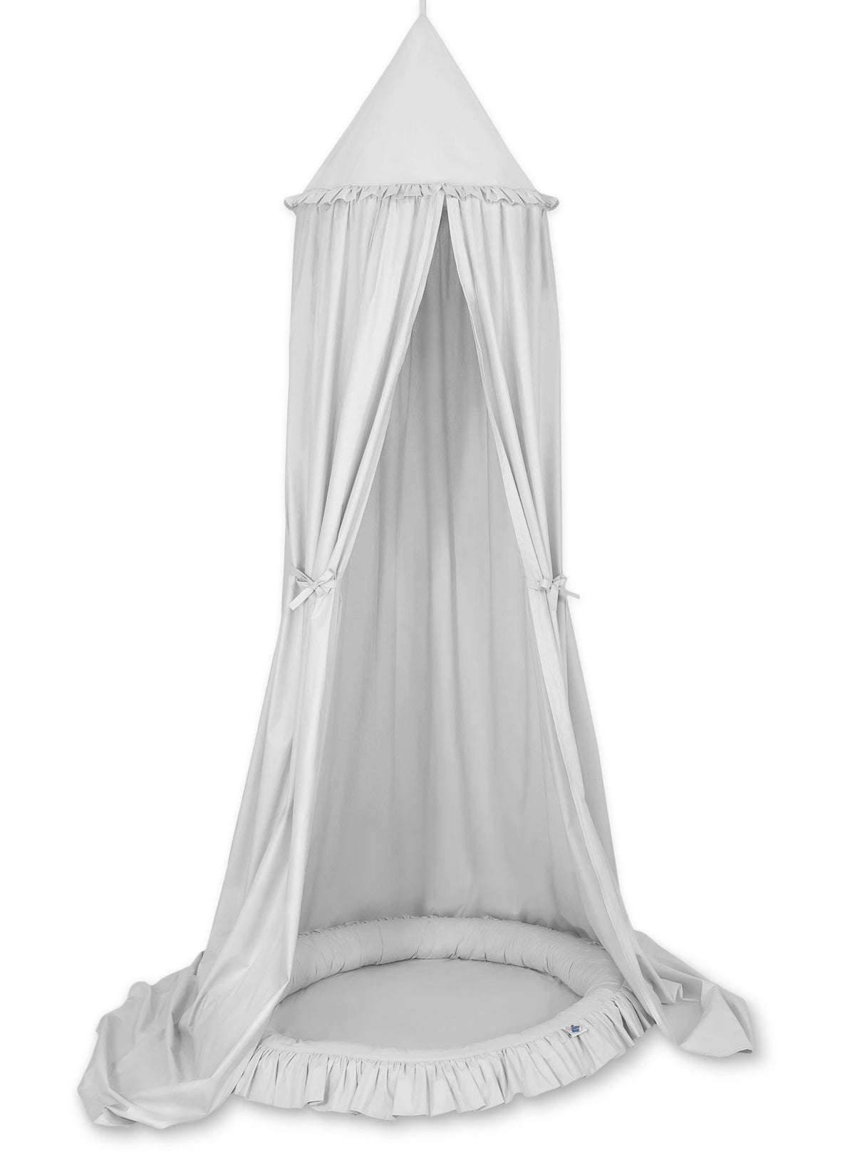 Grey hanging cotton nursery canopy