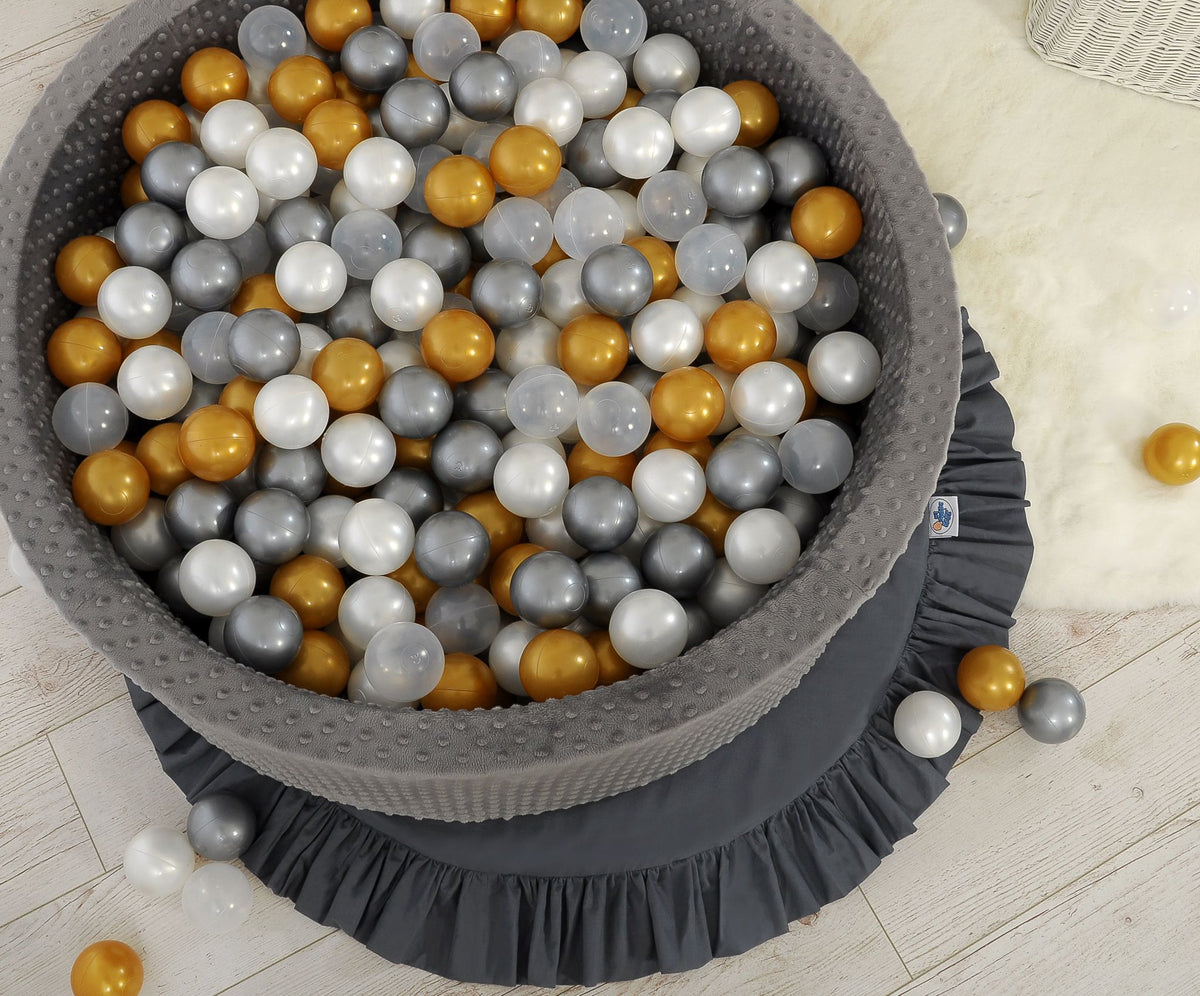 Ball-pit minky H-30 cm with balls 200pcs- dark gray
