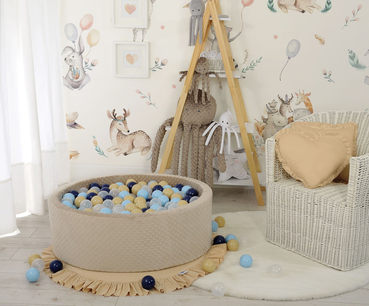 Ball-pit minky H-30 cm with balls 300pcs - beige
