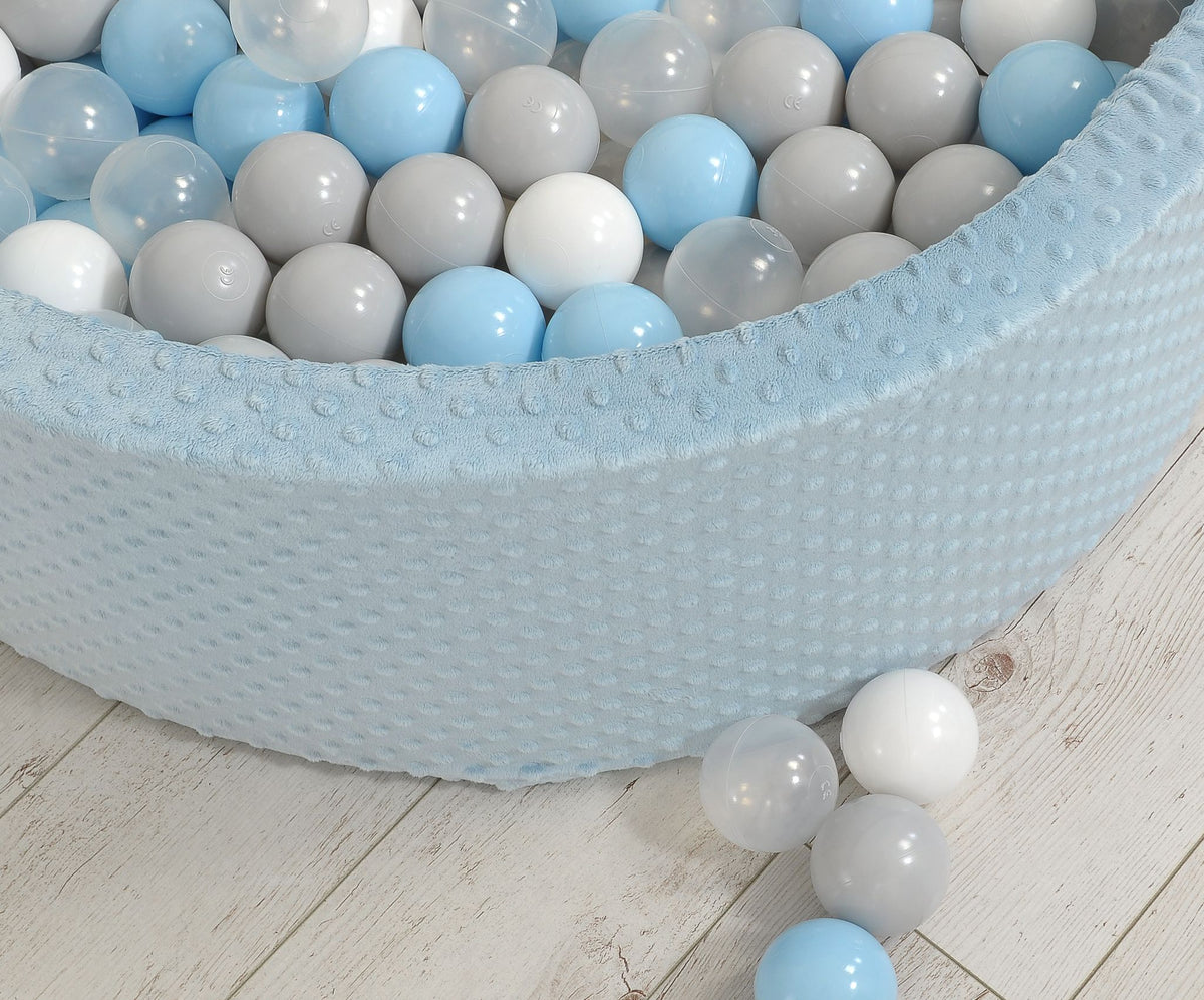 Ball-pit minky H-30 cm with balls 300pcs - misty blue