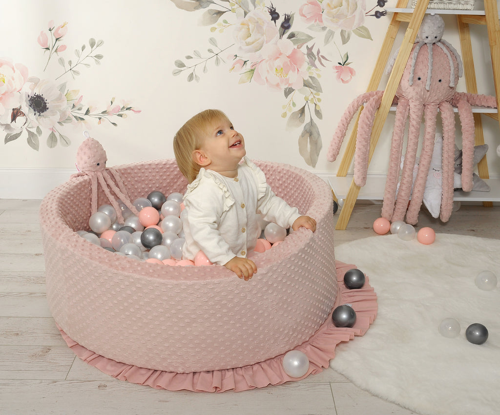 Ball-pit minky H-30 cm with balls 300pcs - grey