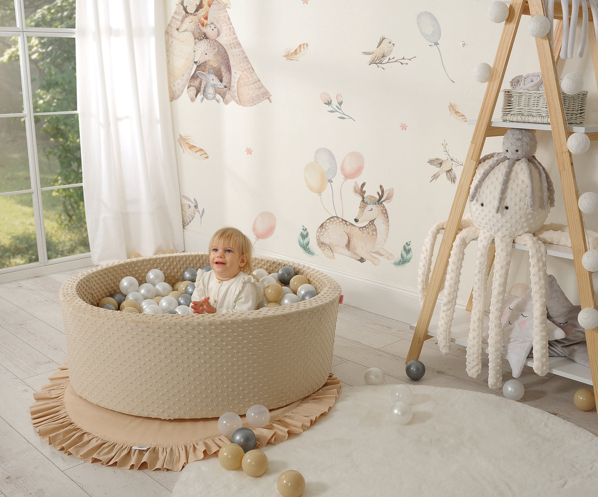 Ball-pit minky H-30 cm with balls 200pcs- gray