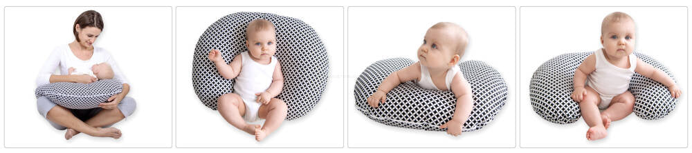 Breastfeeding Pillow Nursing Croissant Pillow, removable, Hands-Free Feeding- bear pink