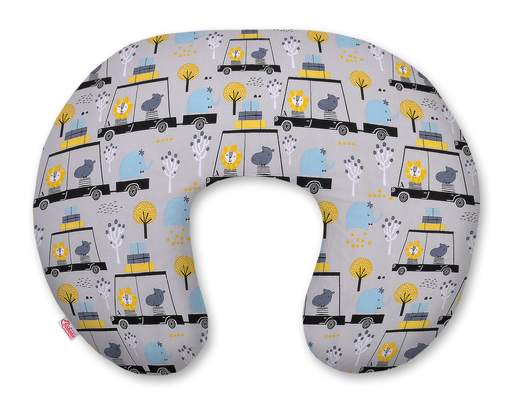 Breastfeeding Pillow Nursing Croissant Pillow, removable, Hands-Free Feeding- animals in cars