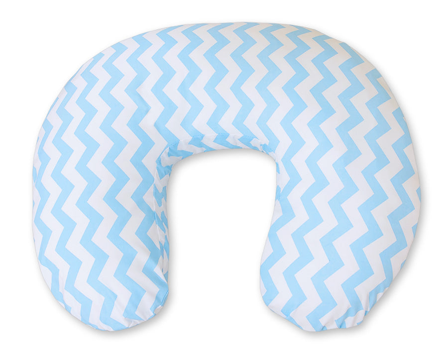 Breastfeeding Pillow Nursing Croissant Pillow, removable, Hands-Free Feeding - chevron blue