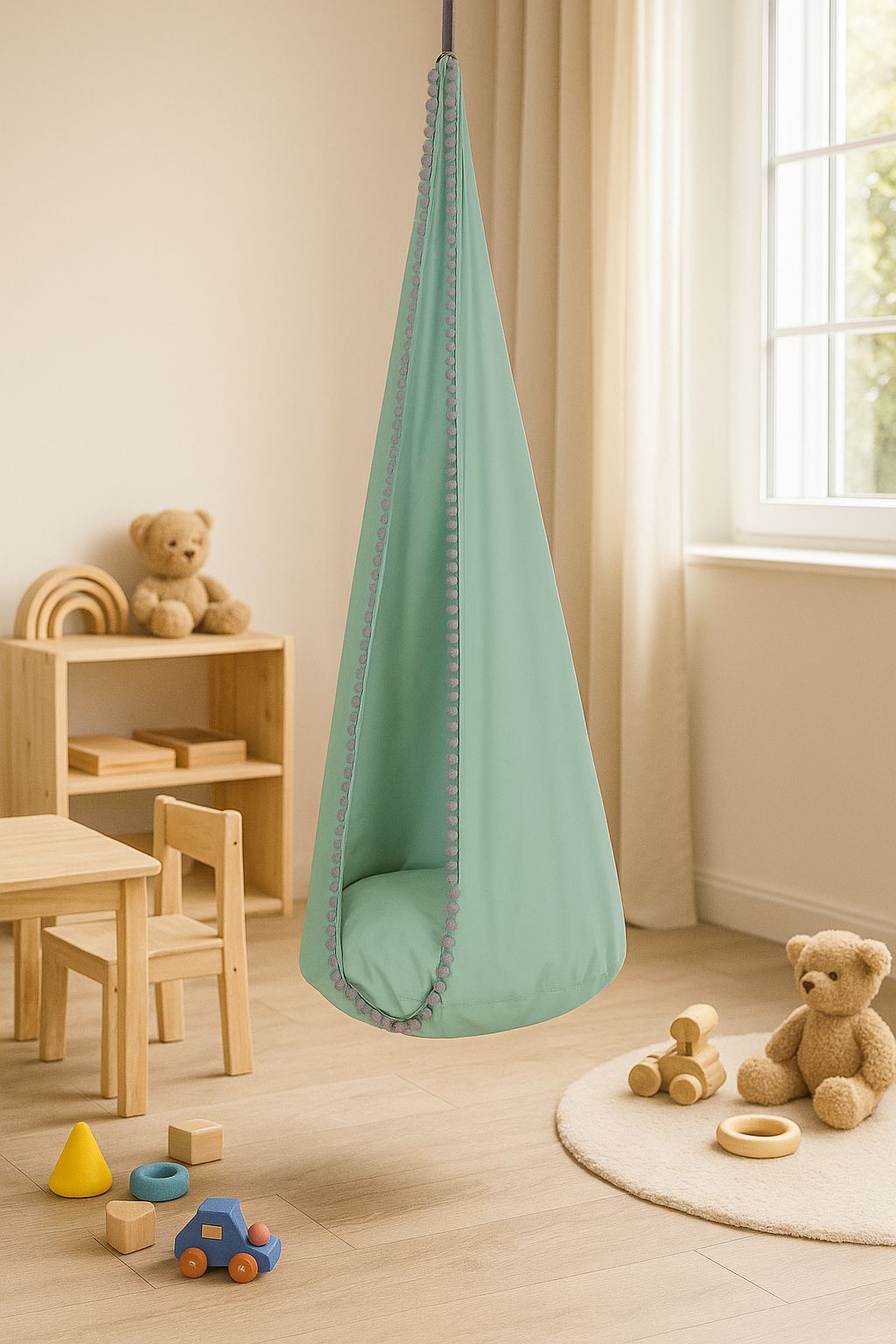 Hanging swing hammock cocoon - pastel green