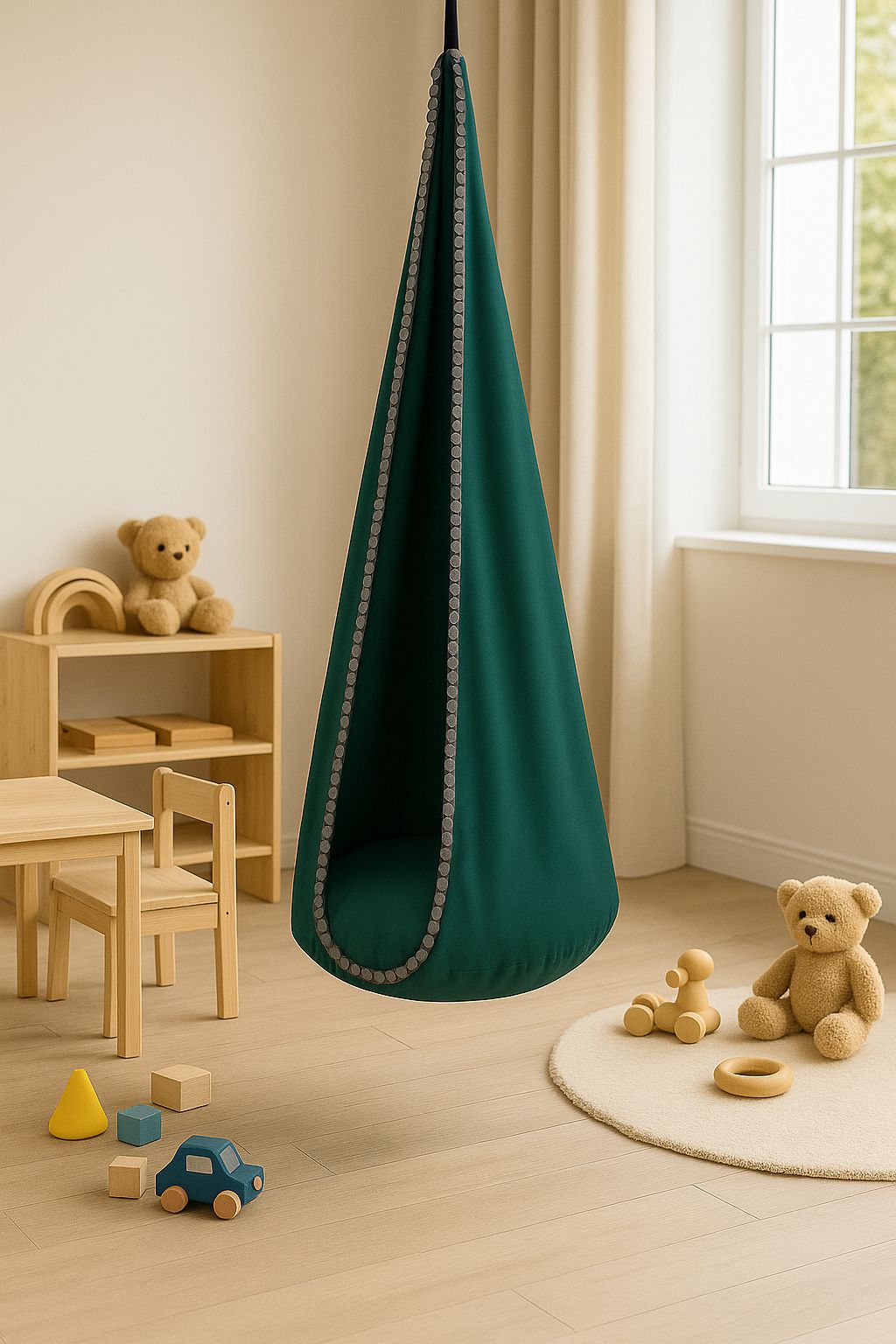 Hanging swing hammock cocoon - bottle green
