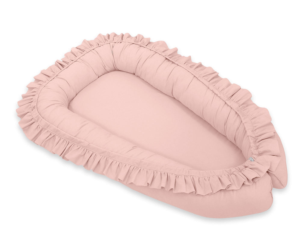 Baby nest Premium Cocoon for infants with a ruffle - pastel pink