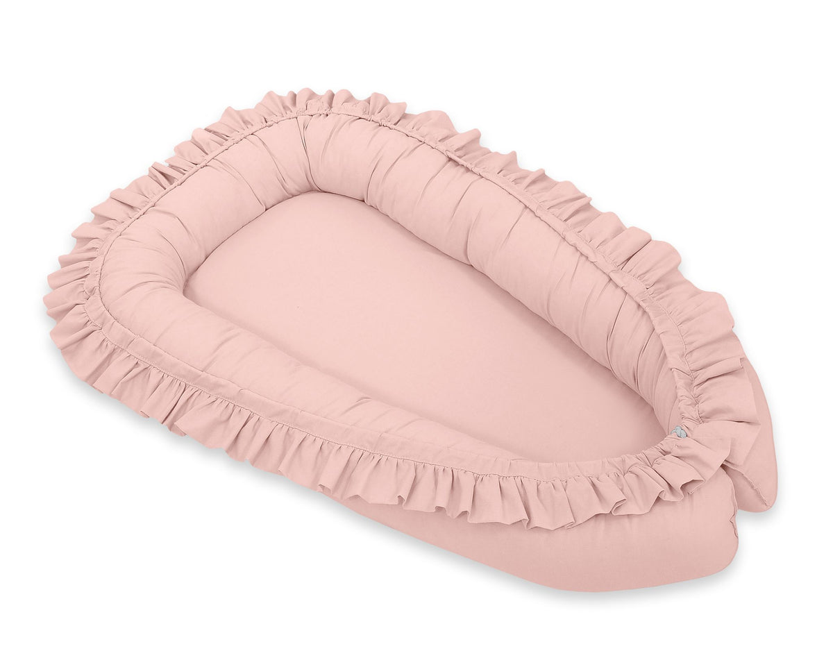 Baby nest Premium Cocoon for infants with a ruffle - pastel pink