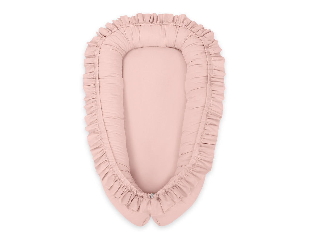 Baby nest Premium Cocoon for infants with a ruffle - pastel pink