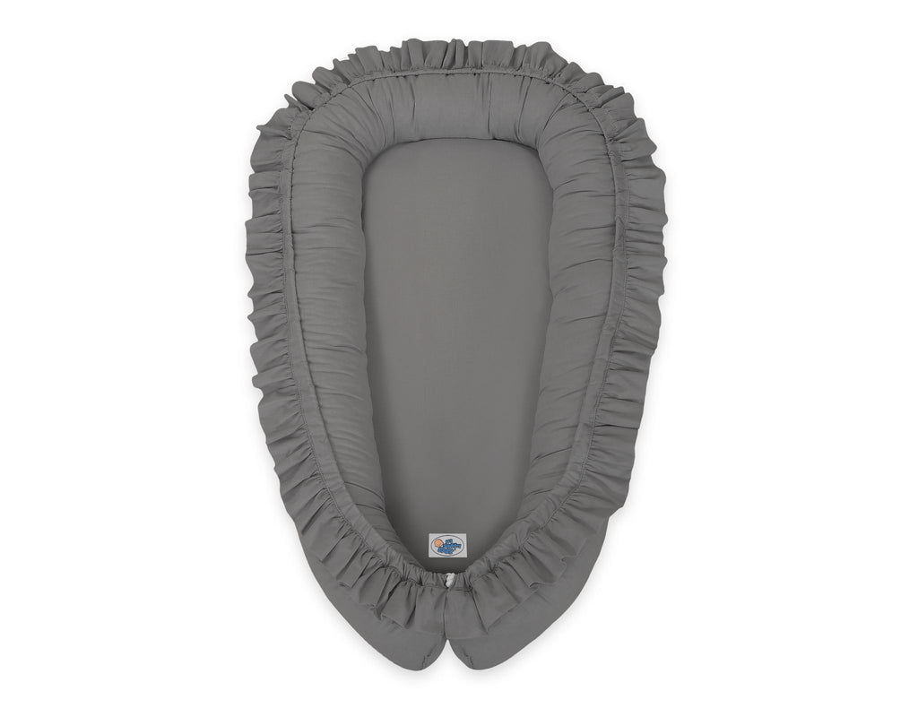 Baby nest Premium Cocoon for infants with a ruffle MY SWEET BABY- anthracite
