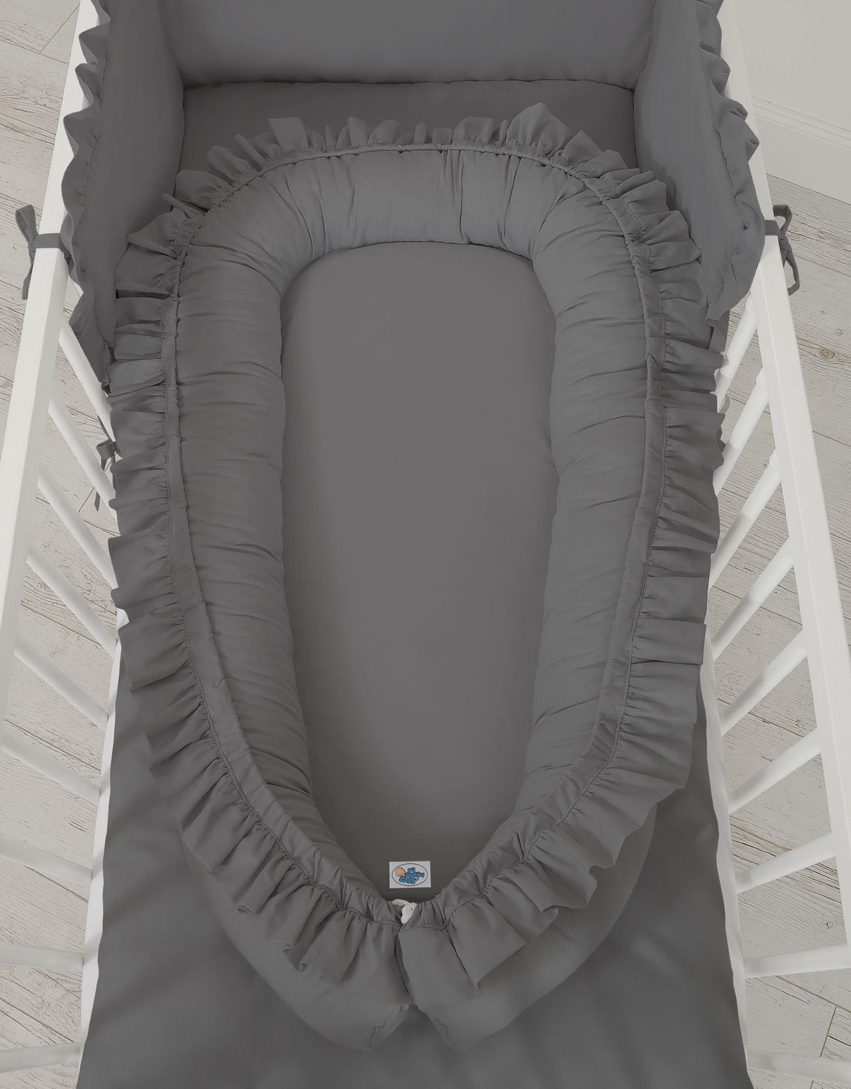 Baby nest Premium Cocoon for infants with a ruffle MY SWEET BABY- anthracite