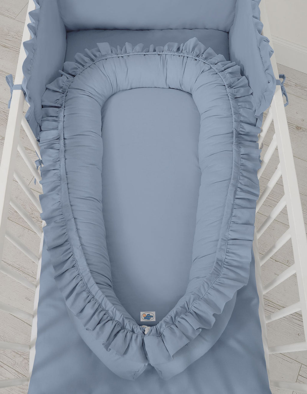 Baby nest Premium Cocoon for infants with a ruffle MY SWEET BABY- pastel blue