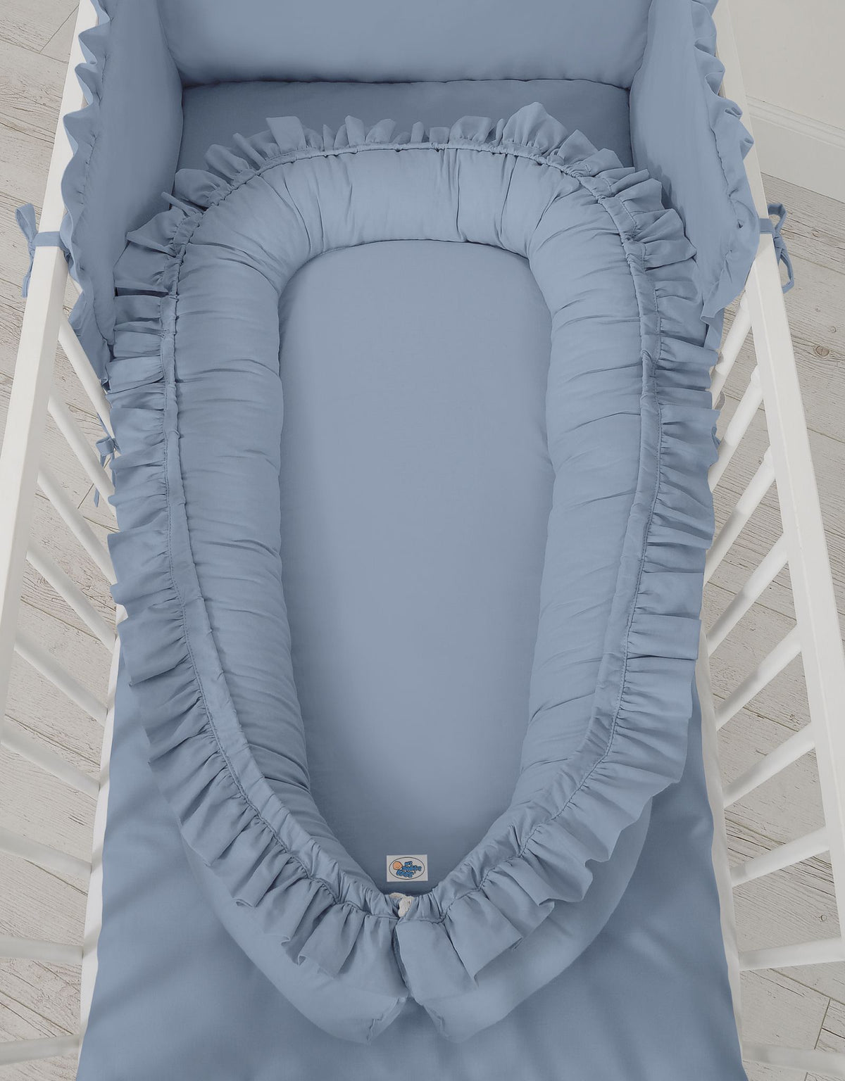 Baby nest Premium Cocoon for infants with a ruffle MY SWEET BABY- pastel blue