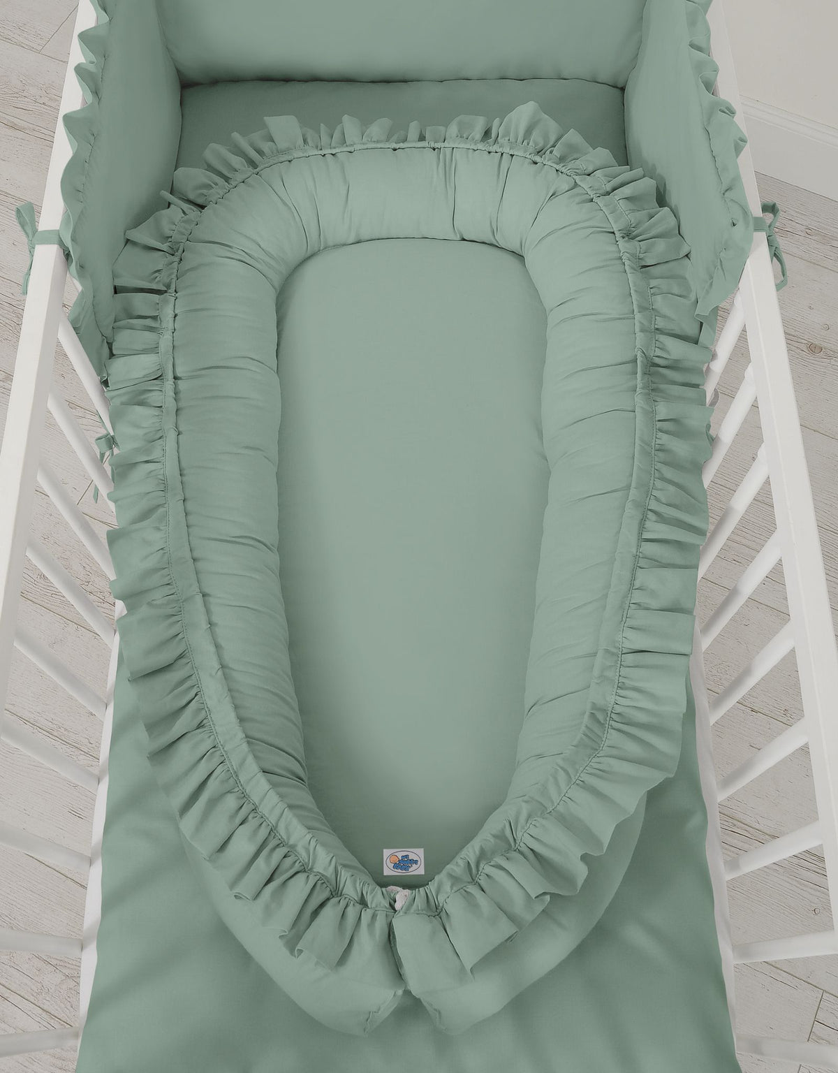 Baby nest Premium Cocoon for infants with a ruffle MY SWEET BABY- pastelgreen