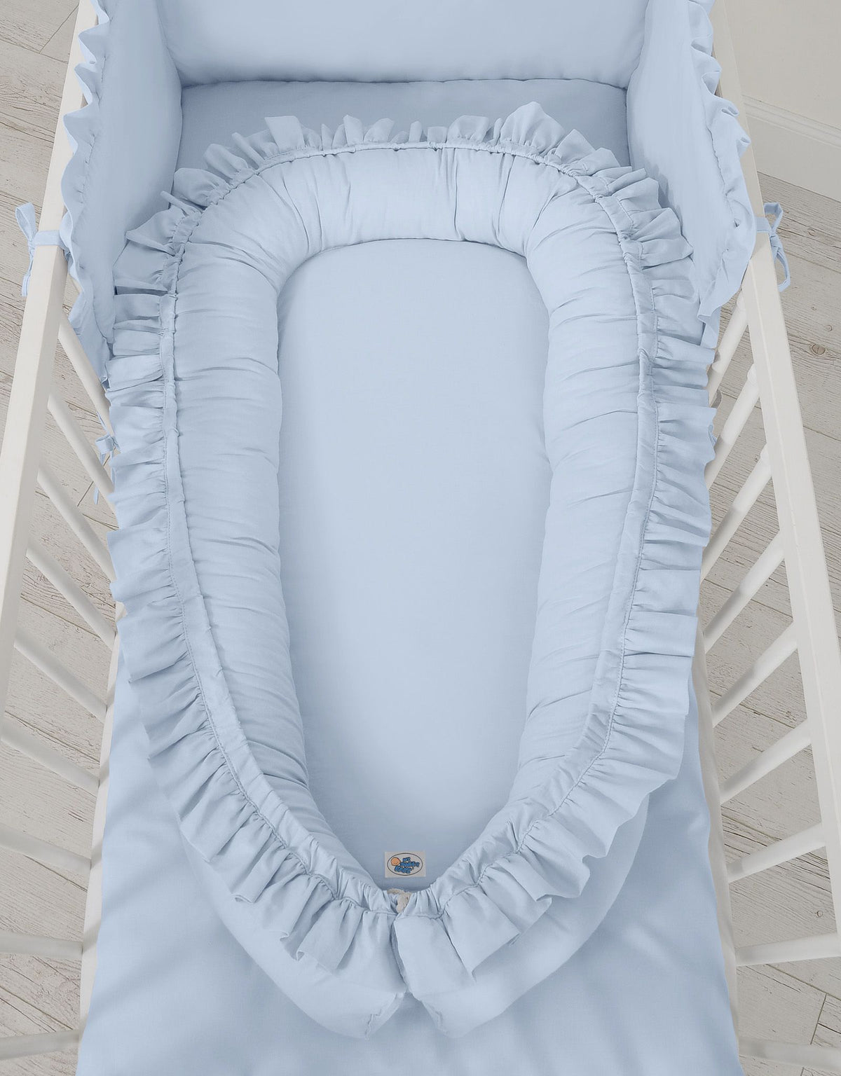 Baby nest Premium Cocoon for infants with a ruffle MY SWEET BABY- blue