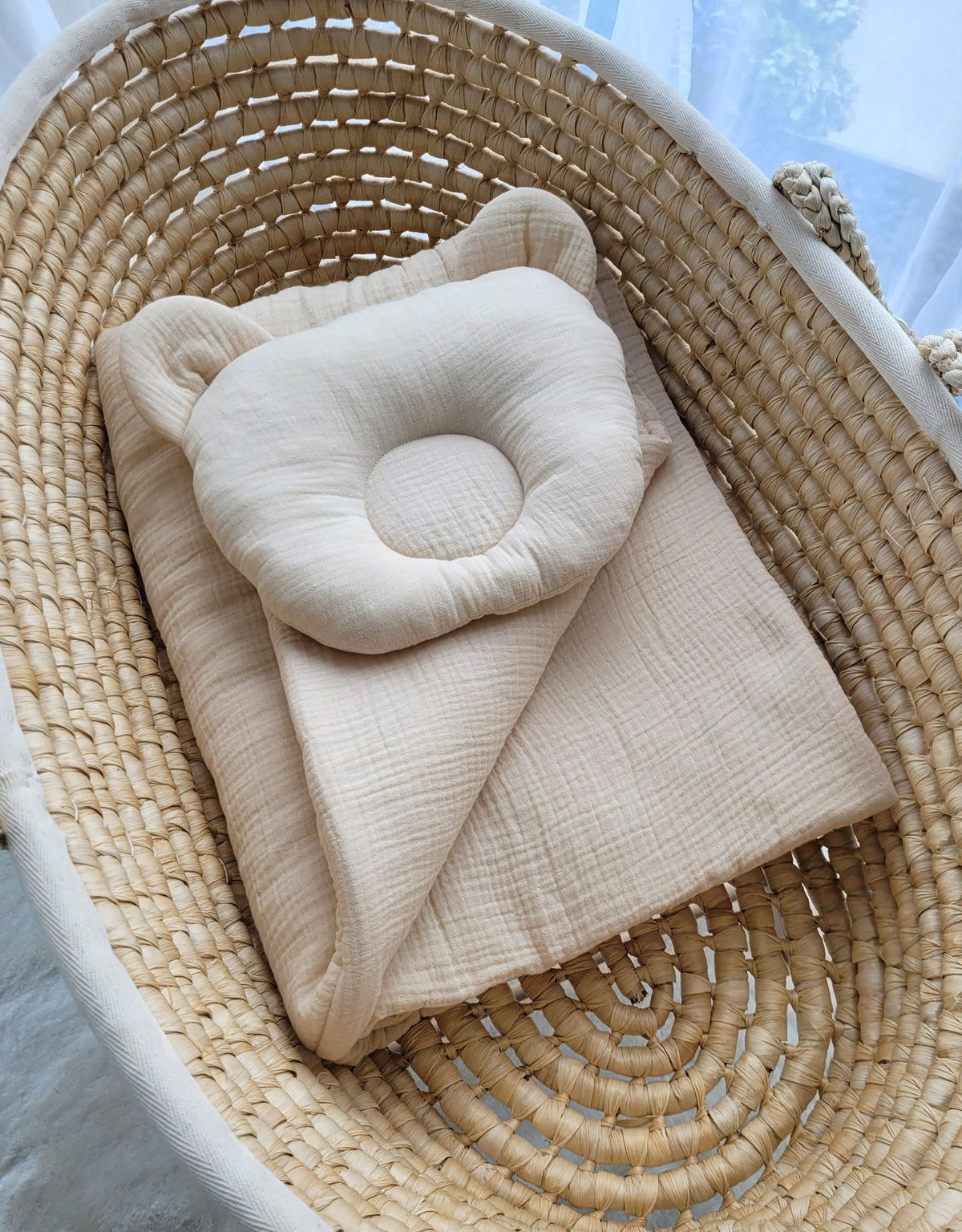Duvet with pillow Teddy MUSLIN - 2pcs set - cream