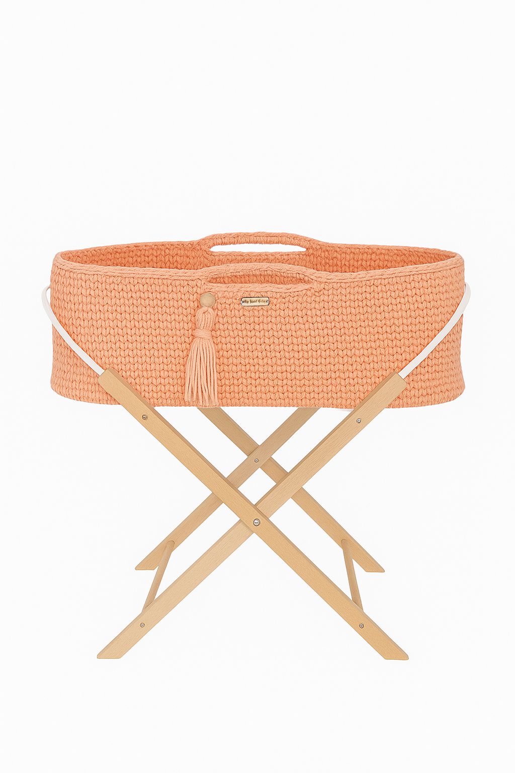 Moses basket BOHO Handmade with stand - salmon