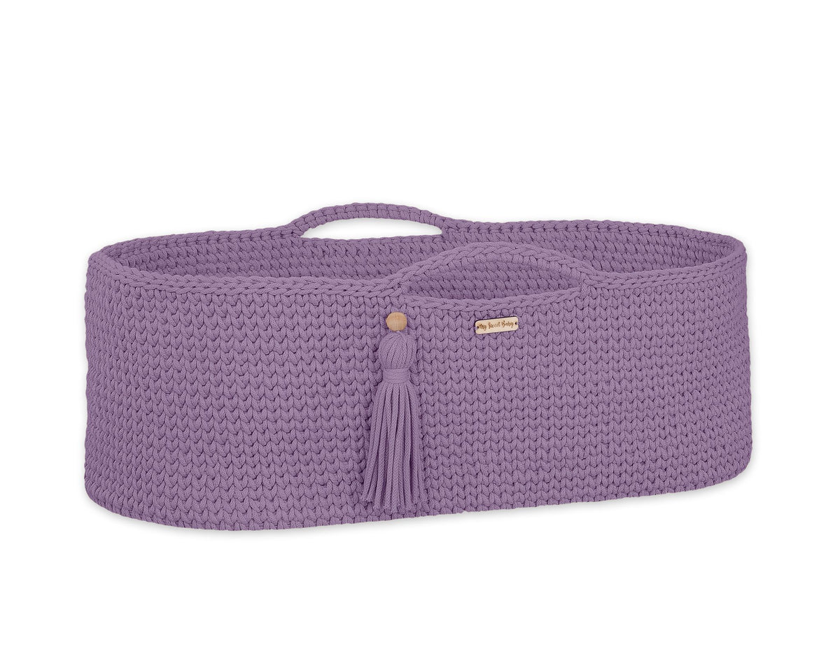 Moses basket BOHO Handmade cotton with mattress - lila