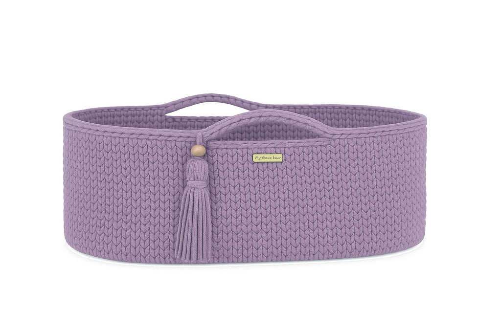 Moses basket BOHO Handmade cotton with mattress - lila