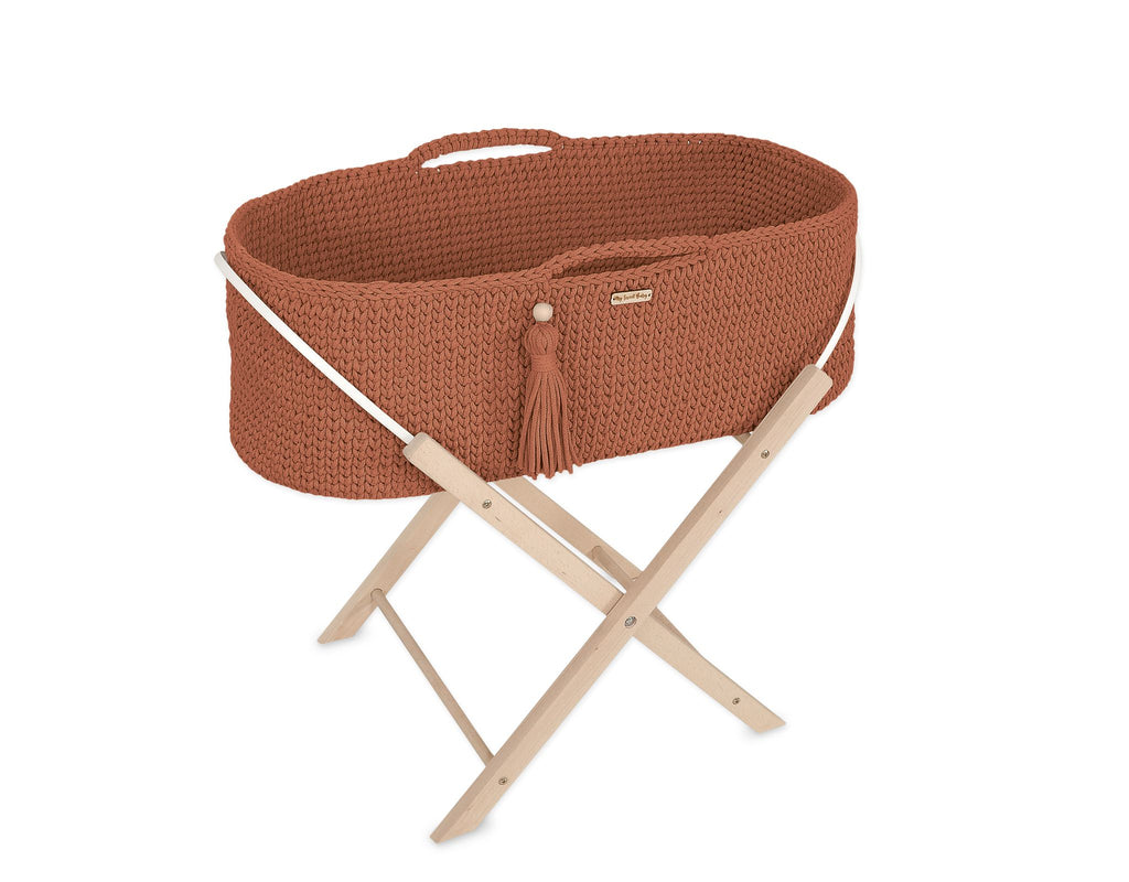 Moses basket BOHO Handmade with stand - terracotta