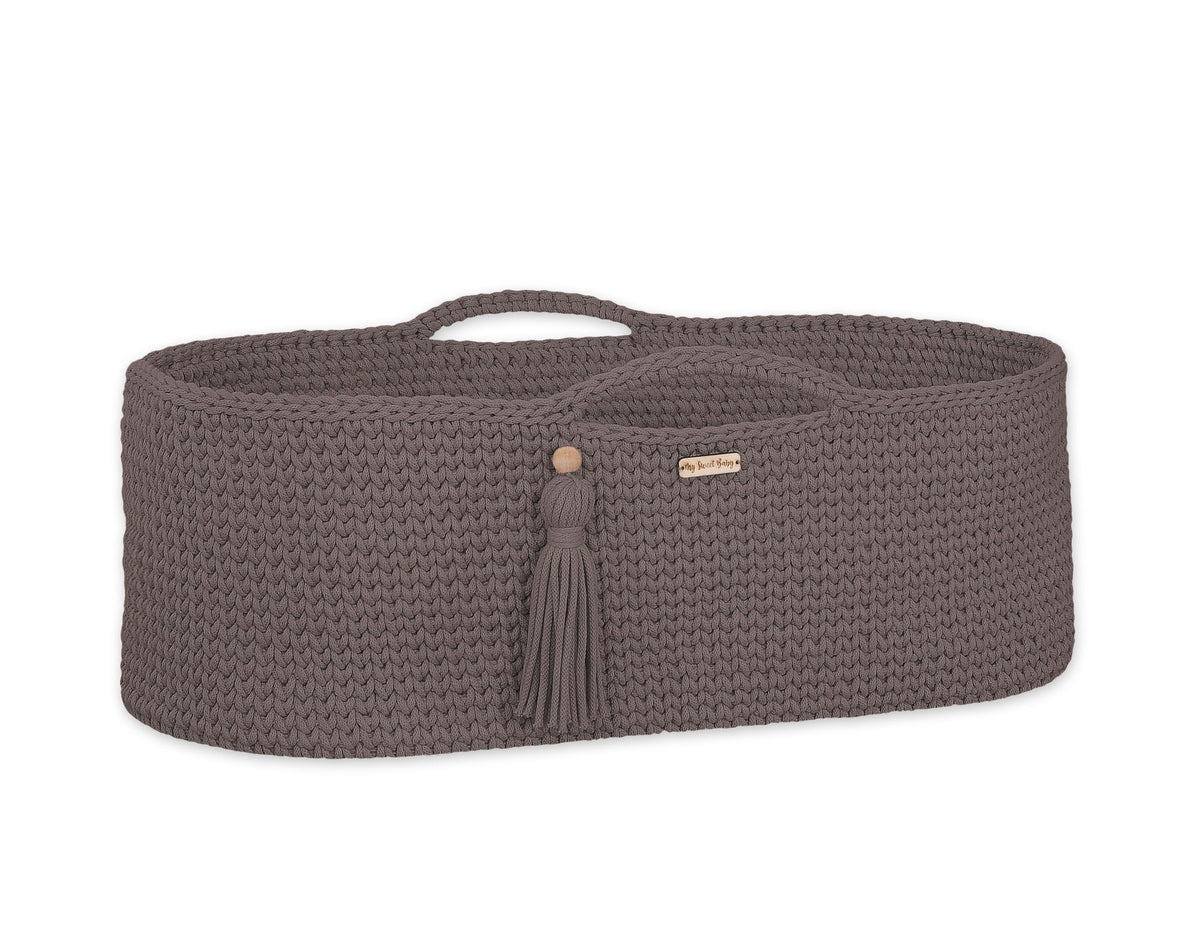 Moses basket BOHO Handmade cotton with mattress - mocca