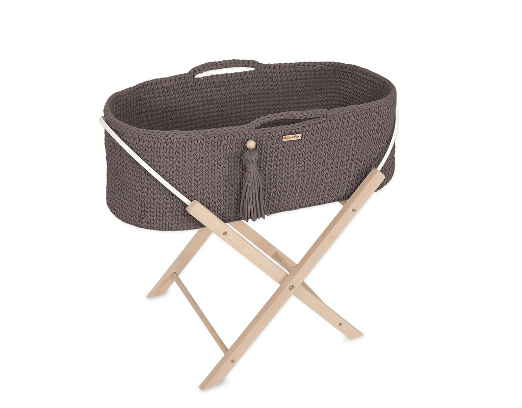 Moses basket BOHO Handmade with stand - mocca