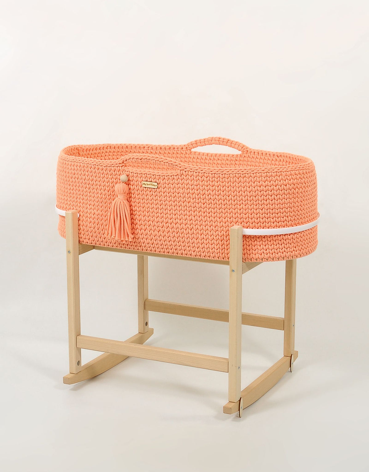 Moses basket BOHO Handmade with cradle - peach