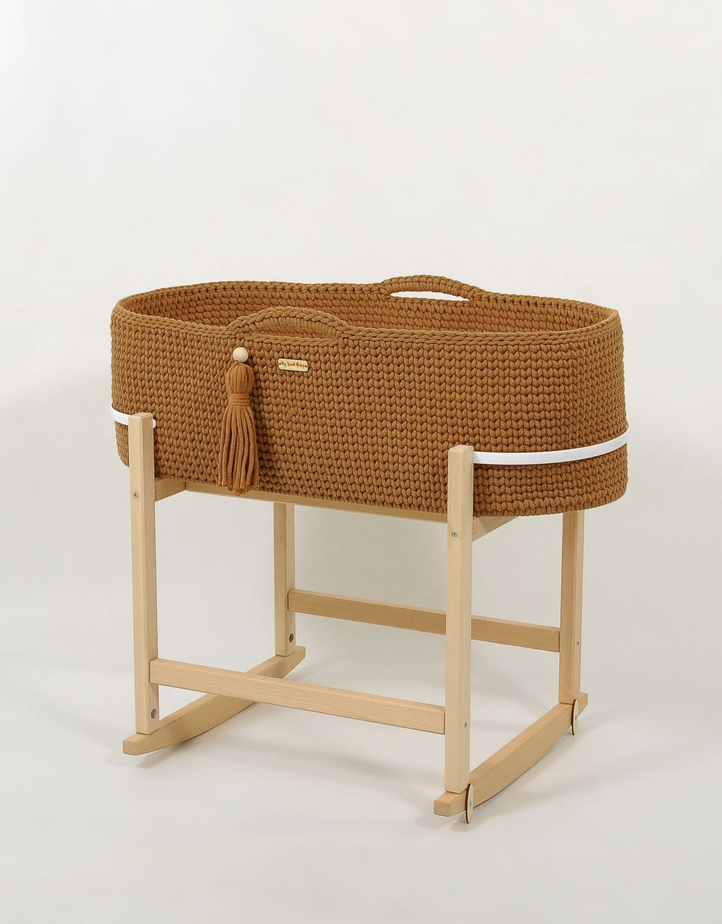 Moses basket BOHO Handmade with cradle - caramel