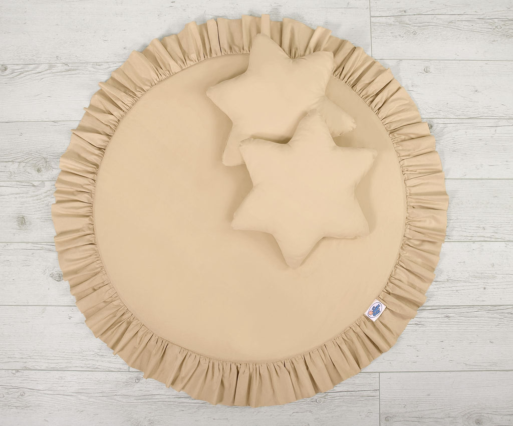 Set: Hanging baldachin for children's room cotton + Floor play mat- beige