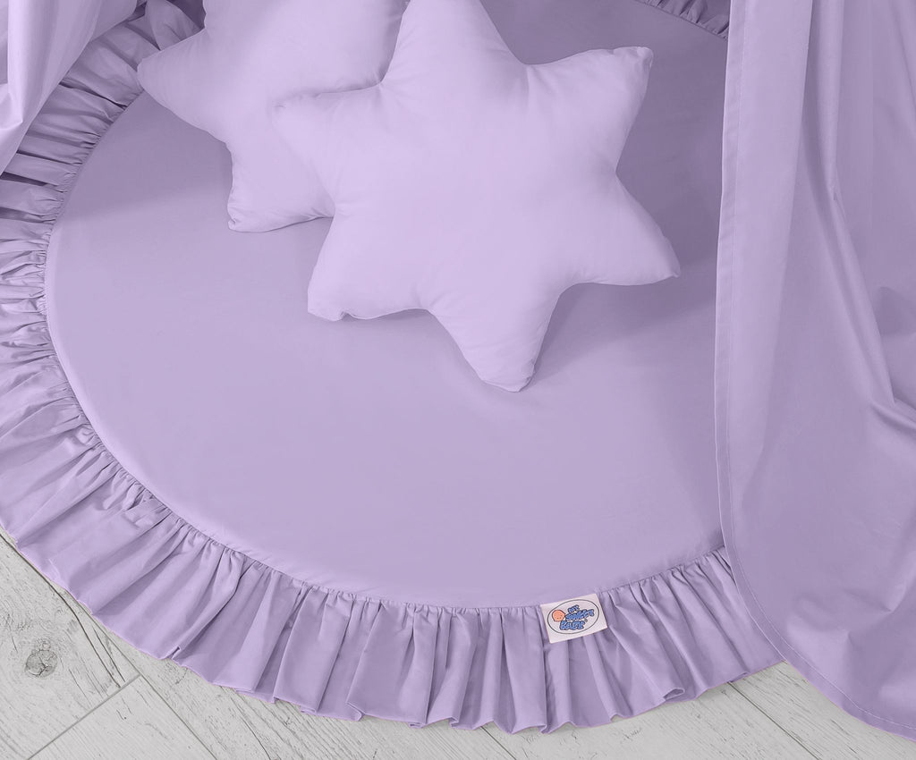 Set: Hanging baldachin for children's room cotton + Floor play mat- lila