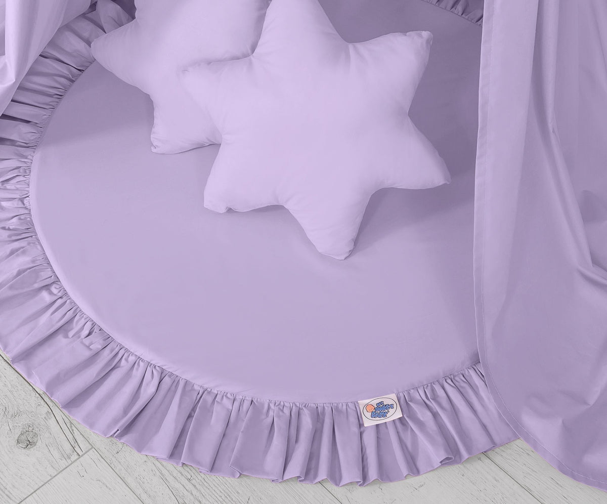 Set: Hanging baldachin for children's room cotton + Floor play mat- lila