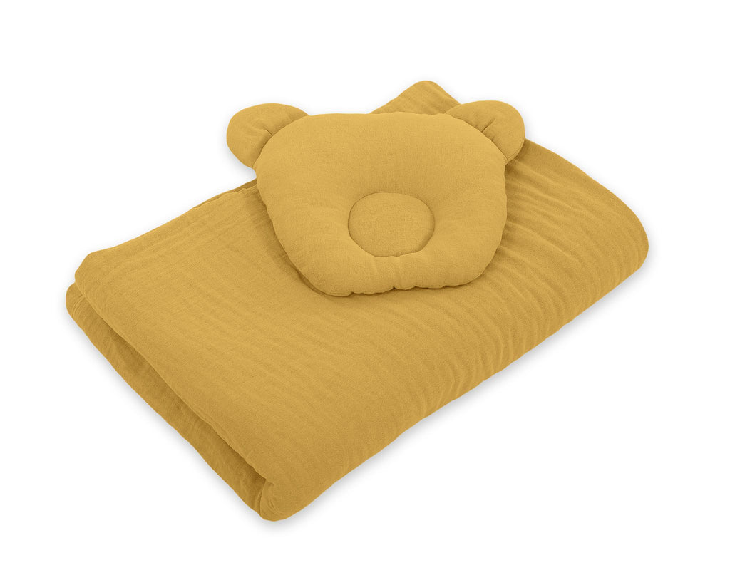 Duvet with pillow Teddy MUSLIN - 2pcs set - honey yellow